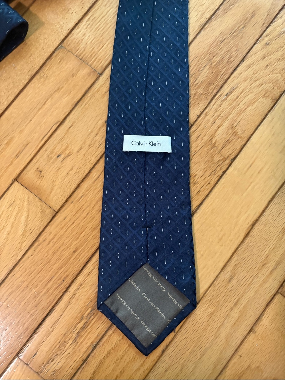 Calvin Klein Rich Navy 100% Silk Tie with Diamond Texture
